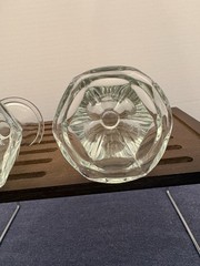 Two Vintage Anchor Hocking Clear Glass Footed Sherbet or Dessert Glasses.