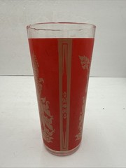 Vntg 1960’s Culvers Red & Gold Siam Thai Goddess 4 High Ball Glasses 6.25” Tall