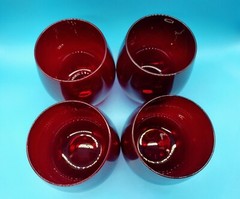 Anchor Hocking Ruby Red Roly Poly Glasses Set of 4 MCM 10oz Cocktail Tumblers
