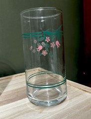 VTG Set of Four Corelle Slant Sided Drinking Glass Rosemarie Pattern, Floral