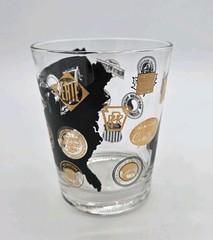 Vintage Frank Maietta Glasses Black Gold American Railroad Set Of 4 Railway MCM