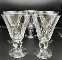 Beautiful Set Of 5 Swedish SWE2 Clear 5.5” Crystal Water Goblets EUC No Chips