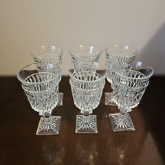 6 Mt. Vernon Indiana Glass Clear Wine Glasses Vintage 5 3/8″