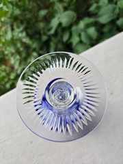 Nachtmann Traube Crystal Wine Glass Cobalt Blue Cut to Clear 8 1/8″ Germany