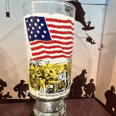 Early Flags of Our Nation Series I 12 oz Printed Glass Tumblers Set of 3 1973