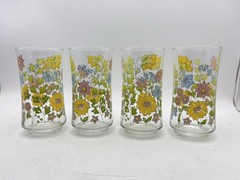 Vintage Corelle Spring Meadow Floral 10 oz Tumbler Glasses Set Of 4