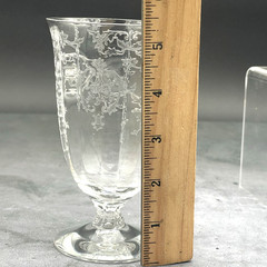 Fostoria Navarre Clear Footed Tumbler 5 3/8″ 10oz Etched Flowers Excellent