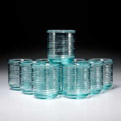 Amici Italian Recycled Glass Beehive Double Old Fashioned Tumbler 10pc Lot A