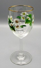 Royal Worcester WORCESTER HERBS Feverfew Wine Glass Botanical Florals Gold Trim