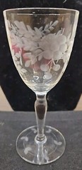 6 Glastonbury Lotus Alberta Panel Etched Crystal Sherry Glass circa 1928-1935
