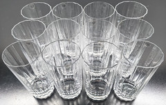 12 Dansk Oval Facette HIghball Set Vintage Clear Paneled Tumbler Bar Finland Lot