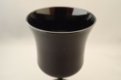6 American Future Syst Licorice Pattern All Black Amethyst Wine Glasses 5 7/8″