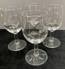 Etched Wine Liqueur Cordial Wine Glasses 6oz Set of 4