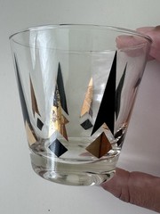 Vtg Anchor Hocking Golden Peaks Atomic Arrow Design Cocktail Glass
