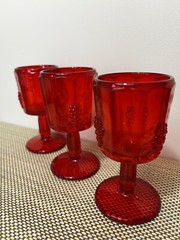 Red Ruby Scarlet Vintage Westmorland Wine water drinking Glass Glasses goblets