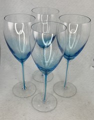 Pier 1 Aqua Bubble & Filament Water/Wine Goblets 9.6in Discontinued Set of 4