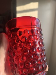 Anchor Hocking Hobnail Ruby Red Juice Water Glass Tumbler 1930s – 4.75″ 9oz