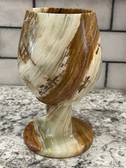 Marble Wine Glass, Goblet, Swirl Design, Made in Pakistan, Vintage