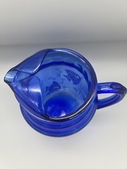 Rare Hazel Atlas Cobalt Blue Pitcher 86 oz White Angel Fish Vintage 1930’s VGC!