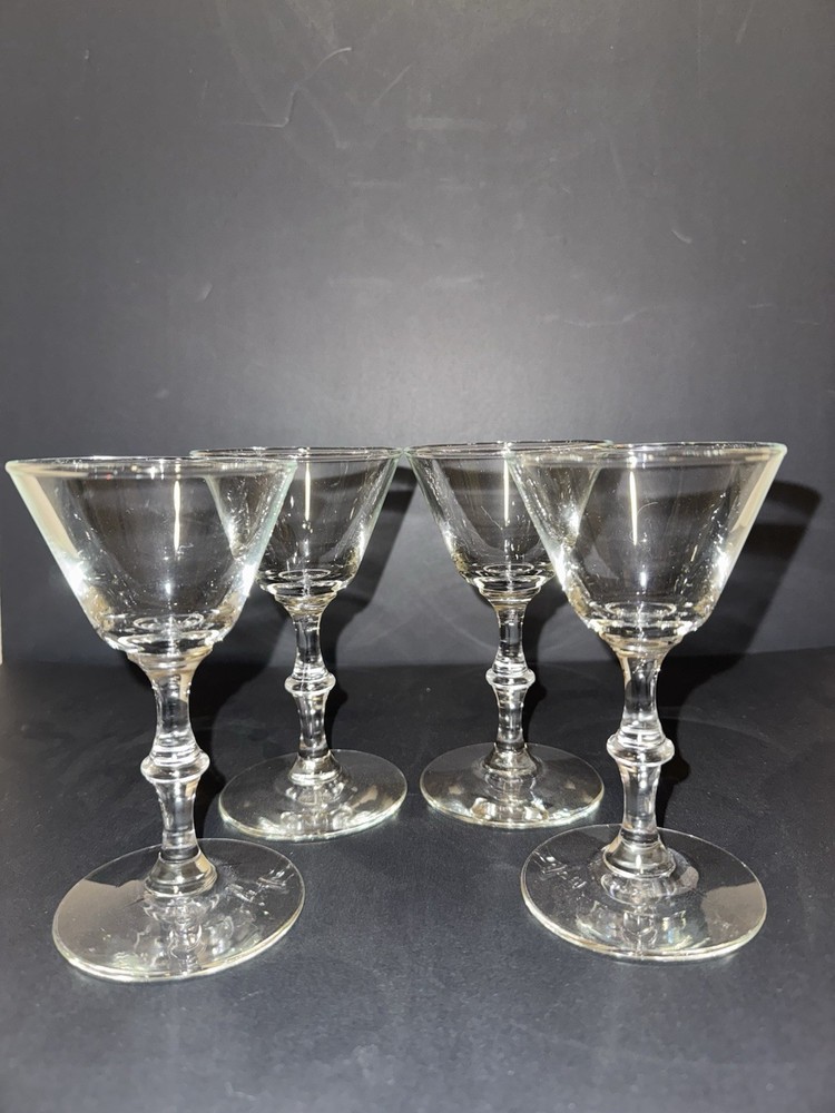 Vintage 5 1/2 Inch Tall Clear Sherbet Coupe 4oz Glass (lot Of 4)