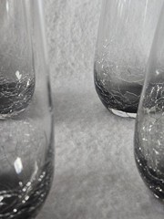 Pier 1 Crackle Highball Tumbler Glasses Smoke Gray 5 7/8″ Discontinued Set of 4