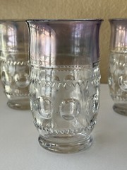 3 VTG Kings Crown Cranberry Flashed Top Only Flat Tumblers 9 oz. EUC
