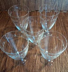 Etched Crystal Ice Tea Glasses 5.5» Vintage Set Of 5