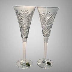 Waterford Crystal Celebration Champagne Toasting Flutes Love Hearts 10.25″ Pair