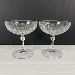 Lenore by PEILL Cut Champagne Glasses Vertical Design Fancy Crystal 2pc