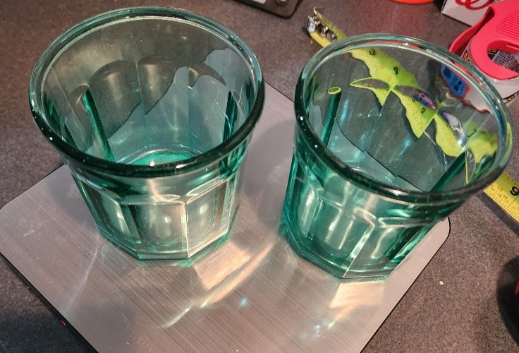 2 Libbey Gibraltar Green Octagonal Rocks Glasses 10–12 oz Mid Century Barware