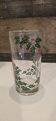Vintage MCM Libbey Christmas Candle Holly Glasses Festive Merry Set of 6