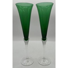 Lenox 1998 Champagne 11″ Holiday Gems Toasting Flutes Emerald Set of 2 U249