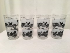 Federal Glass Co 4-Lot Antique Auto (Cadillac Ford Maxwell Packard) Tumblers