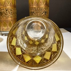 6 Rainer highball glasses WV Glass Co 22kt Gold Gilt MCM 1960s Hollywood Regency