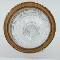Indiana Glass Kings Crown Gold Rimmed Flashing Thumbprint Goblet 5 3/4″ Tall