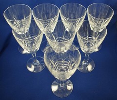 Cherbourg French Lead Crystal by W.M. Dalton 4 Unit No. 2 Wine Goblets