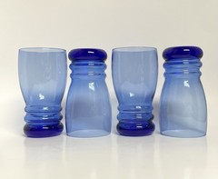 4 ct Vintage Libbey Bangles Cobalt Blue Glasses Tumblers Cooler 6.25” 16 Oz