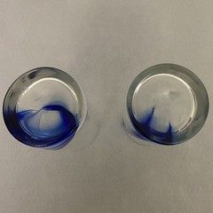 Vtg Highball Tumblers-Cobalt Blue Swirl – Set of 2-Hand Blown Art Glass 6”