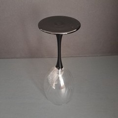 Cristal d’Arques Astra Goblet Black Stem Swirl Optic Clear Bowl Vintage France