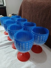 Bartlett Collins Patriotic Americana Stars Stripes American Flag 8 Goblets