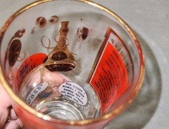 6 Vtg 1960s Jeannette Glass Cocktail Recipe Decal 5.5″t Hiball Tumbler Gold Red