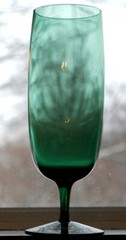 ONEIDA CRYSTAL MINX GREEN Vintage Set 7 Footed 8.5″ ICED TEA GLASSES 18 oz Exc.