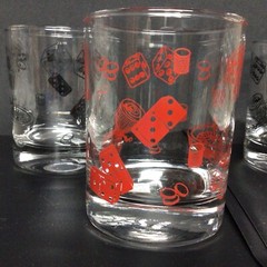 3 Poker Vintage Hazel Atlas Whiskey Glasses. ’60s. Mid-Century, 4.25 Inches