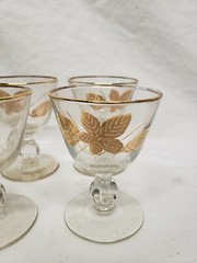 Vintage Libbey Champagne / Sherbet Glasses, Gold Leaves /foliage Set of 6