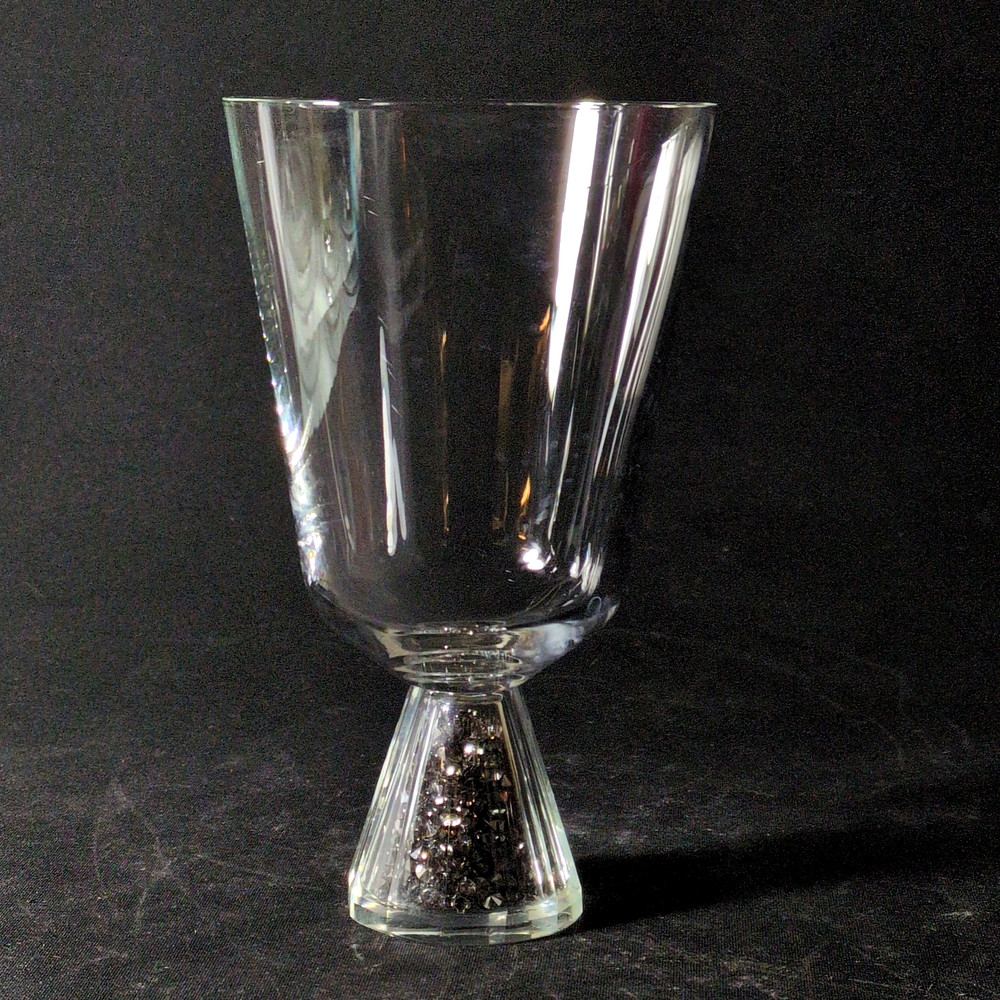 OLEG CASSINI HEMATITE WINE GLASS, Blown & Cut Crystal, 6 1/8″, 10 Oz, Signed