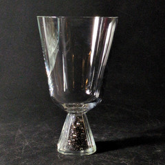 OLEG CASSINI HEMATITE WINE GLASS, Blown & Cut Crystal, 6 1/8″, 10 Oz, Signed