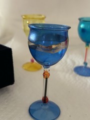 Vintage Venezia Cordial Glasses By Antonio Salviati Velvet Box Hand-Blown MCM
