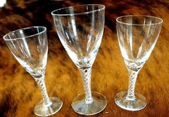 3 Three Stuart Crystal Art Glass Stems in the Ariel Twist Pattern