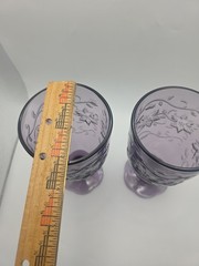 Princess House Fantasia Amethyst Goblet Glasses Set Of 2 Purple Floral Embossed