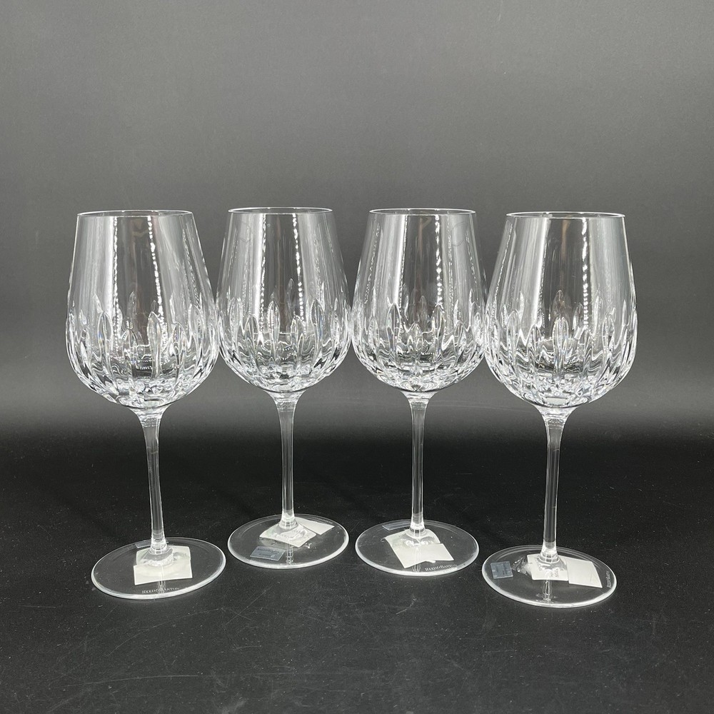 New~Reed & Barton Equinox Grande Crystal Wine/Water Goblet Set Of 4